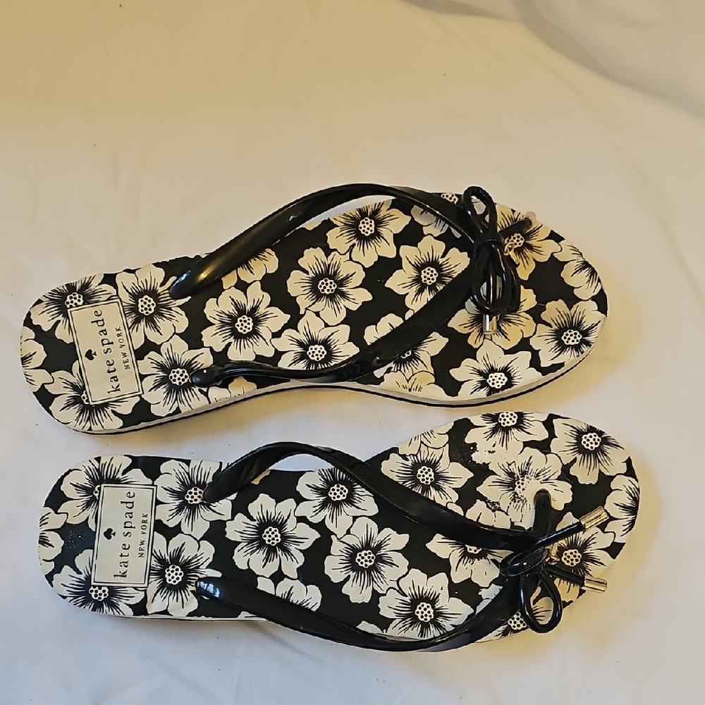 Kate Spade Black and White Floral Sandals